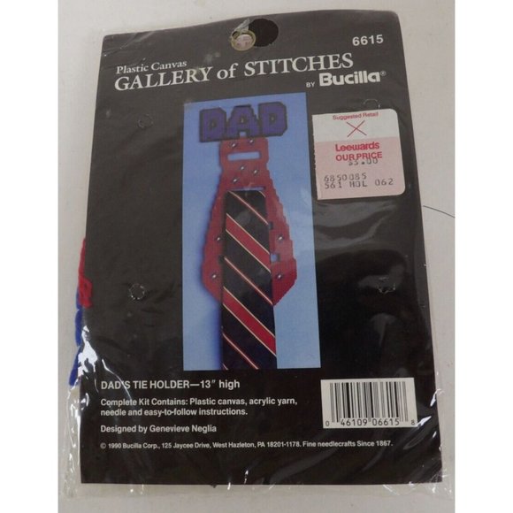 Bucilla "Dad's Tie Holder" Plastic Canvas Gallery of Stitches #6615 Nos ©1990 - Picture 1 of 2